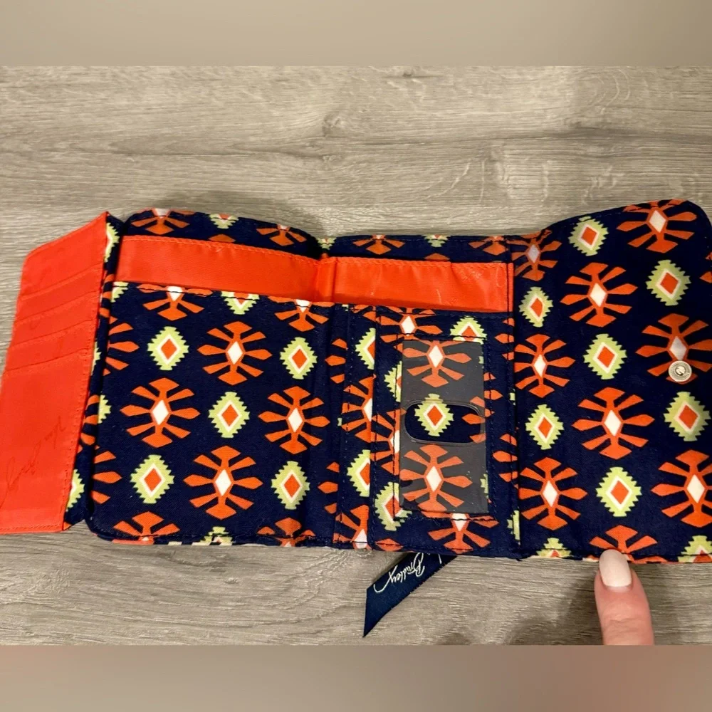 Vera Bradley Retired Pattern Euro Wallet: Orange, Blue, Green, White. Used